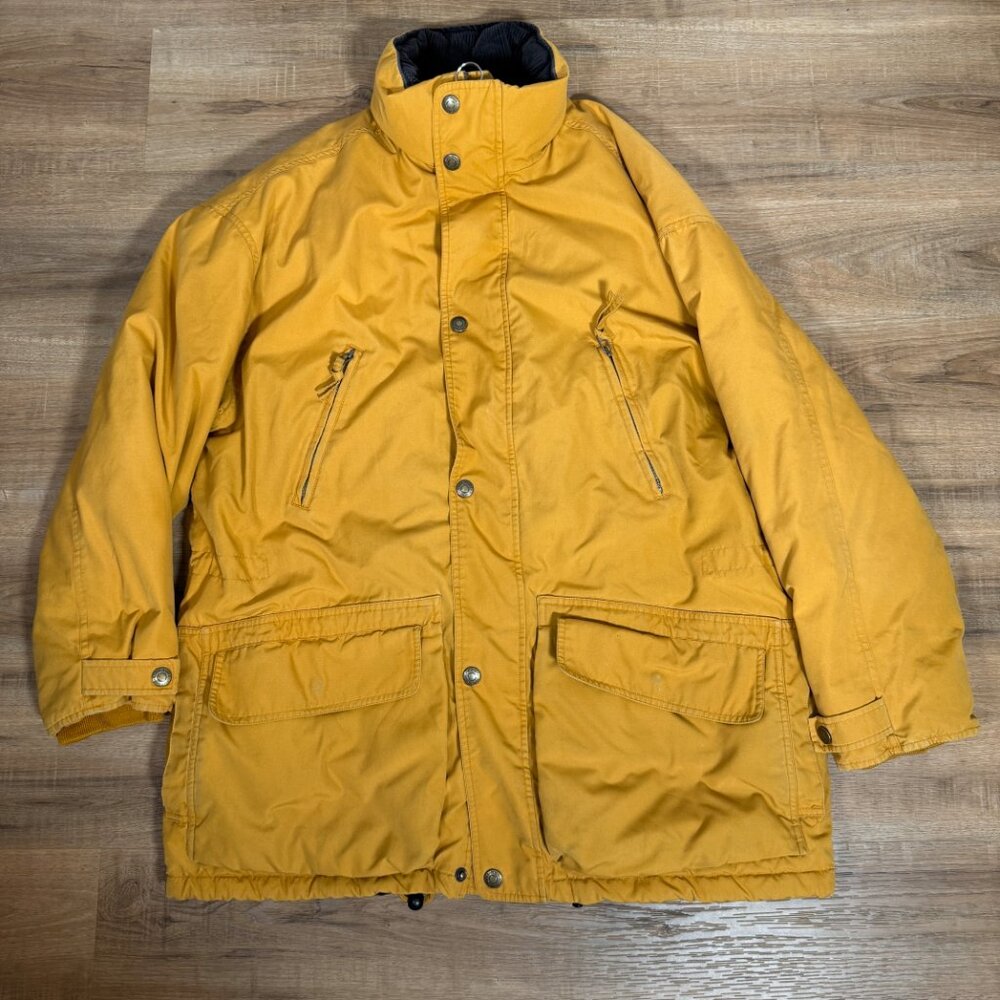 Vintage 90s Eddie Bauer Men's Yellow Goose Down Coat Outdoors Warm M - Picture 8 of 14